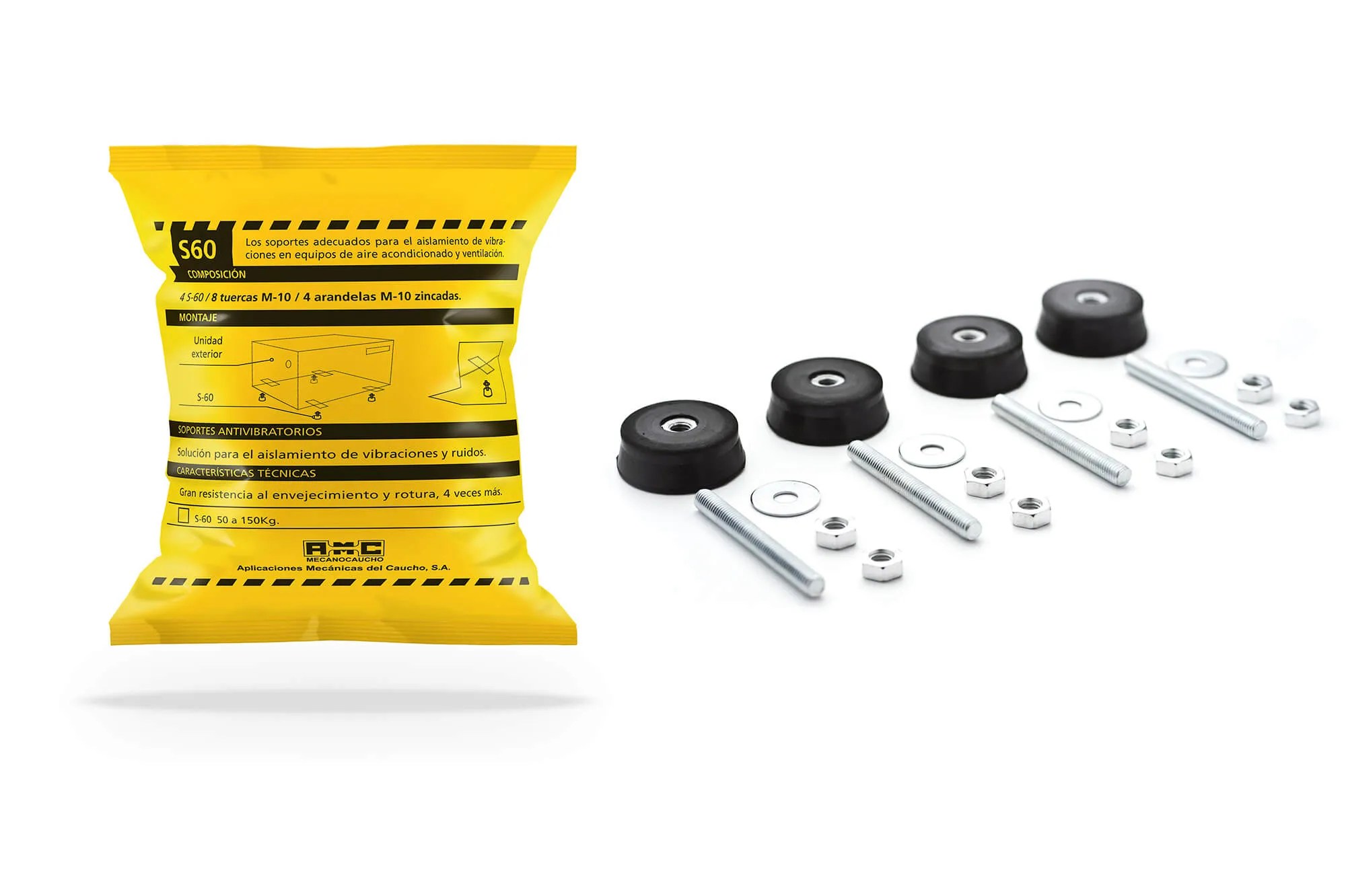 Titringsfætur - S-60 - Max 150kg - Sett